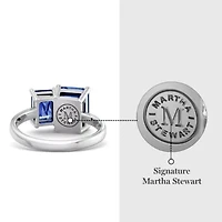 Lab Created Martha Stewart 3 1/4 Carat Sapphire Two Stone Ring Sterling Silver