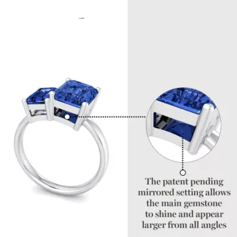 Lab Created Martha Stewart 3 1/4 Carat Sapphire Two Stone Ring Sterling Silver