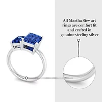 Lab Created Martha Stewart 3 1/4 Carat Sapphire Two Stone Ring Sterling Silver