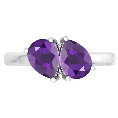Lab Created Martha Stewart 2 Carat Amethyst Two Stone Ring Sterling Silver