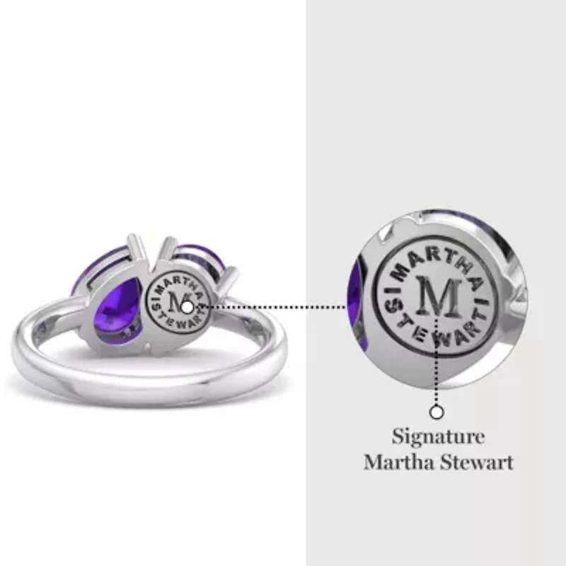 Lab Created Martha Stewart 2 Carat Amethyst Two Stone Ring Sterling Silver