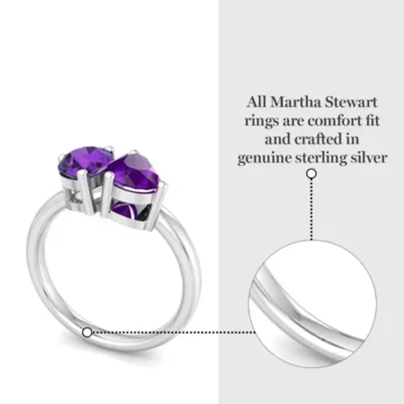 Lab Created Martha Stewart 2 Carat Amethyst Two Stone Ring Sterling Silver