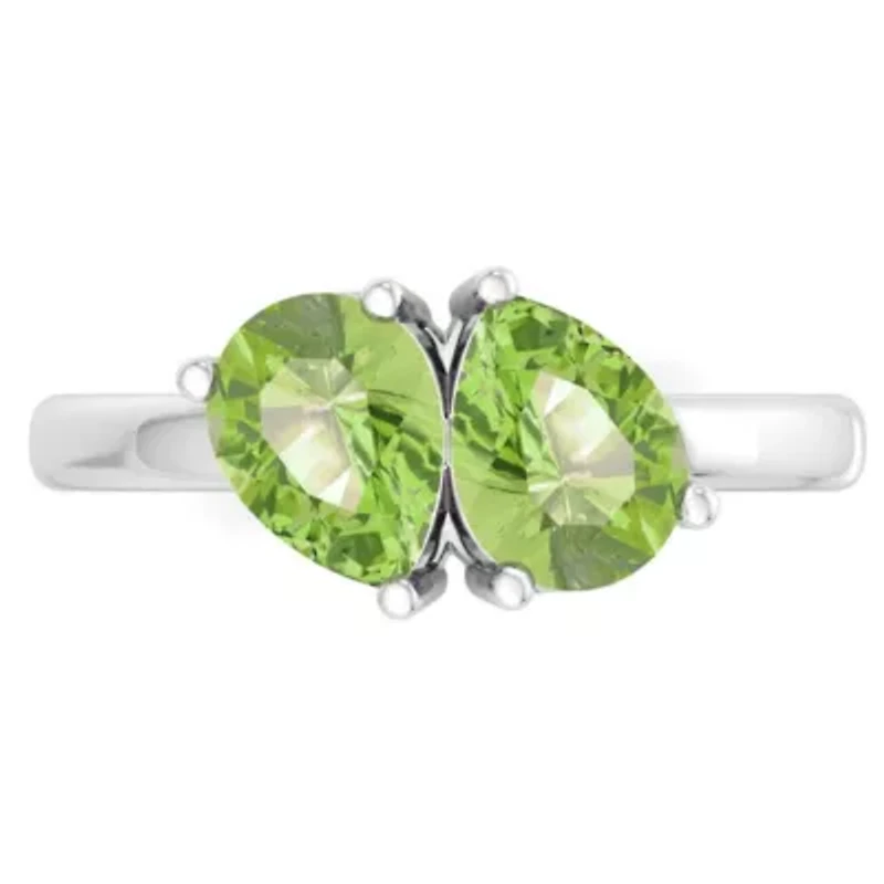 Lab Created Martha Stewart 2 Carat Peridot Two Stone Ring Sterling Silver