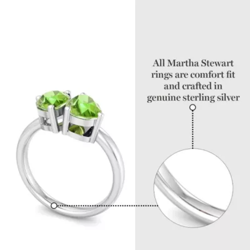 Lab Created Martha Stewart 2 Carat Peridot Two Stone Ring Sterling Silver
