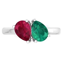 Lab Created Martha Stewart 2 Carat Ruby and Emerald Two Stone Ring Sterling Silver