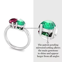 Lab Created Martha Stewart 2 Carat Ruby and Emerald Two Stone Ring Sterling Silver