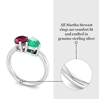 Lab Created Martha Stewart 2 Carat Ruby and Emerald Two Stone Ring Sterling Silver