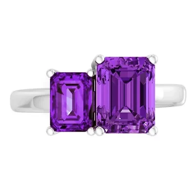 Lab Created Martha Stewart 3 1/4 Carat Amethyst Two Stone Ring Sterling Silver
