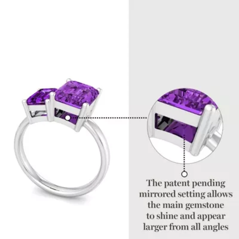 Lab Created Martha Stewart 3 1/4 Carat Amethyst Two Stone Ring Sterling Silver