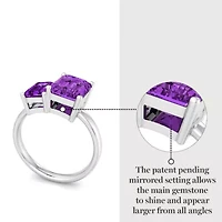 Lab Created Martha Stewart 3 1/4 Carat Amethyst Two Stone Ring Sterling Silver