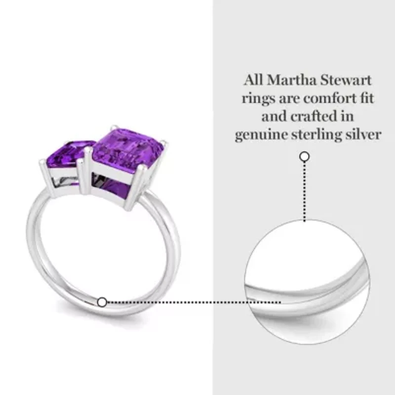 Lab Created Martha Stewart 3 1/4 Carat Amethyst Two Stone Ring Sterling Silver