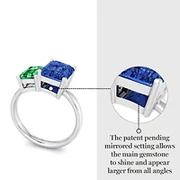 Lab Created Martha Stewart 3 1/4 Carat Emerald and Sapphire Two Stone Ring Sterling Silver