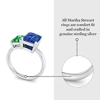 Lab Created Martha Stewart 3 1/4 Carat Emerald and Sapphire Two Stone Ring Sterling Silver