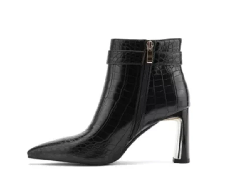 Groovy, Metallic Heel Croc Bootie