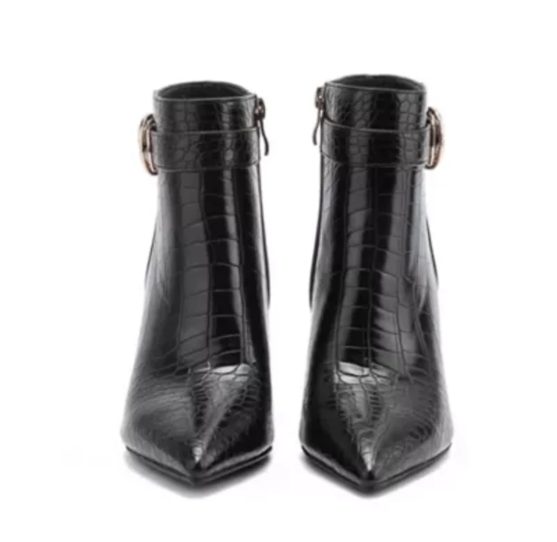 Groovy, Metallic Heel Croc Bootie