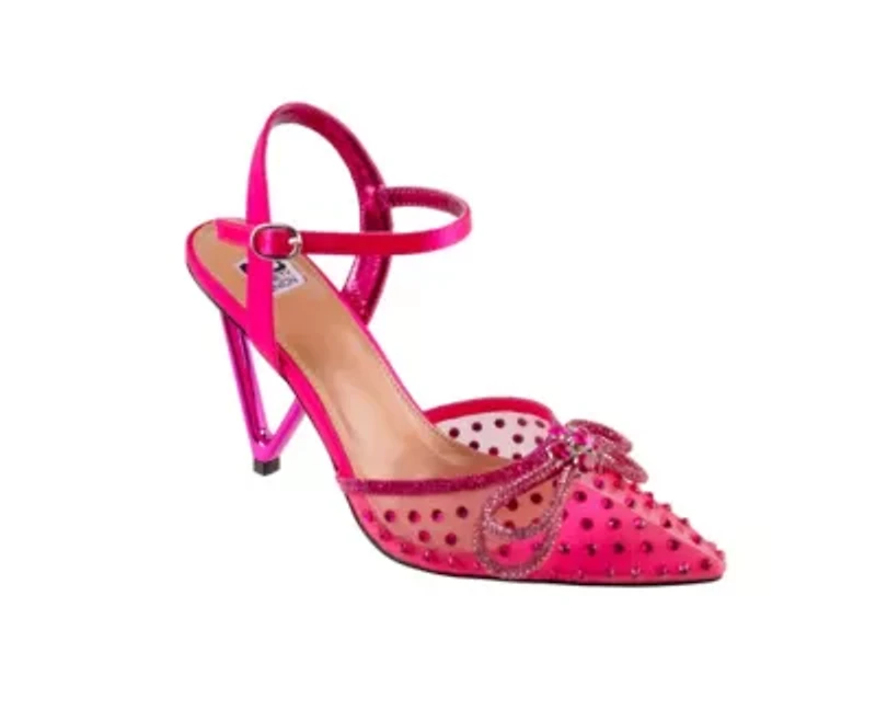 Gloria, Mesh & Rhinestone Trimmed Pump On A Architectural Heel.