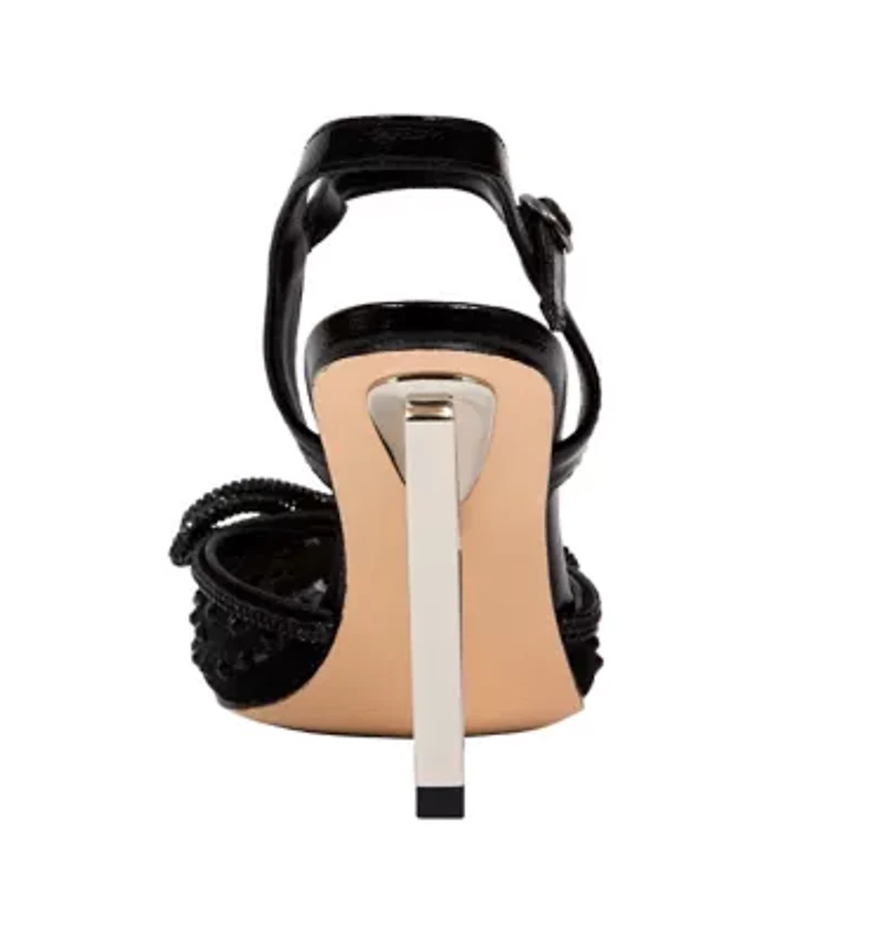 Gloria, Mesh & Rhinestone Trimmed Pump On A Architectural Heel.