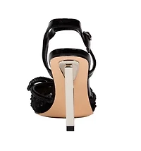 Gloria, Mesh & Rhinestone Trimmed Pump On A Architectural Heel.