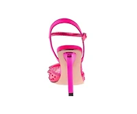 Gloria, Mesh & Rhinestone Trimmed Pump On A Architectural Heel.