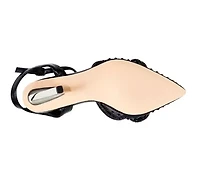 Gloria, Mesh & Rhinestone Trimmed Pump On A Architectural Heel.