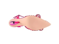 Gloria, Mesh & Rhinestone Trimmed Pump On A Architectural Heel.