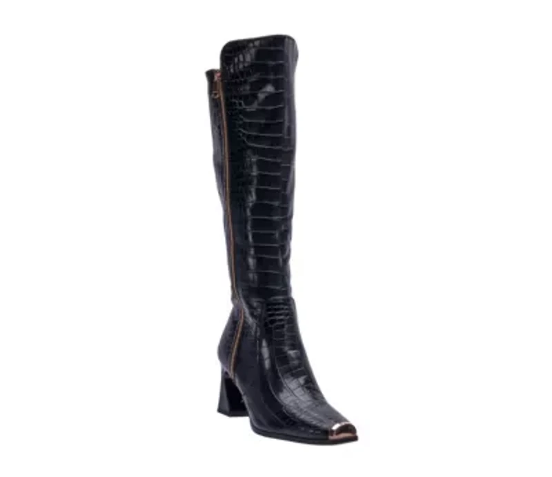 London, Tall Croco-Printed High Heel Boot