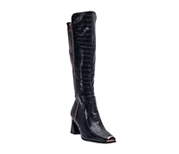 London, Tall Croco-Printed High Heel Boot