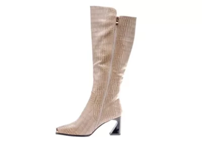 London, Tall Croco-Printed High Heel Boot