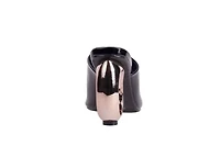 Jloo, Open Toe Slide With A Cool Circular Metallic Round Heel