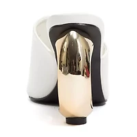 Jloo, Open Toe Slide With A Cool Circular Metallic Round Heel