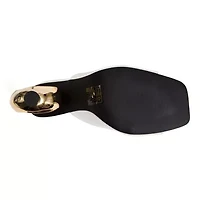 Jloo, Open Toe Slide With A Cool Circular Metallic Round Heel