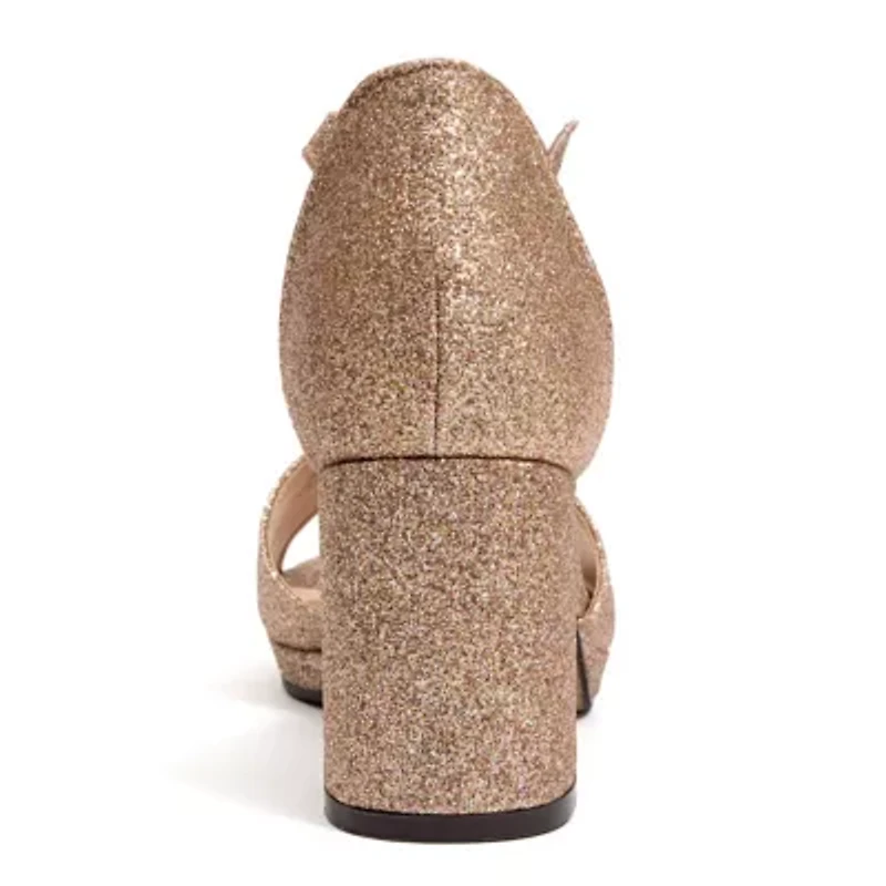 Jazzy, Small Platform, Mid Heel Glitz Pump