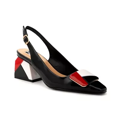Sally, Multi Color Ornament Slingback W/ Matching Heel