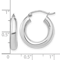 14K Gold Polished 4mm x 20mm Lightweight Tube Earrings