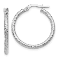 14K Gold Polished and Textured Hinged Hoop Earrings
