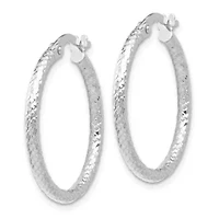 14K Gold Polished and Textured Hinged Hoop Earrings