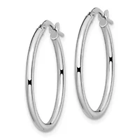 14K Gold Polished Oval Hinged Hoop Earrings