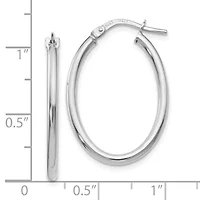 14K Gold Polished Oval Hinged Hoop Earrings