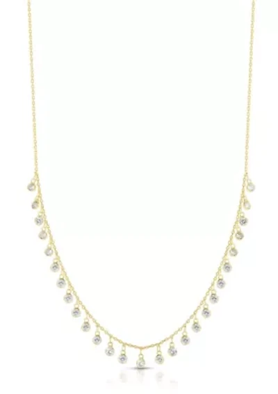 Sterling Silver Cubic Zirconia Bezel Charm Necklace