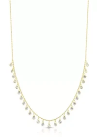 Sterling Silver Cubic Zirconia Bezel Charm Necklace