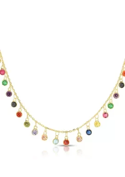Sterling Silver Cubic Zirconia Bezel Charm Necklace