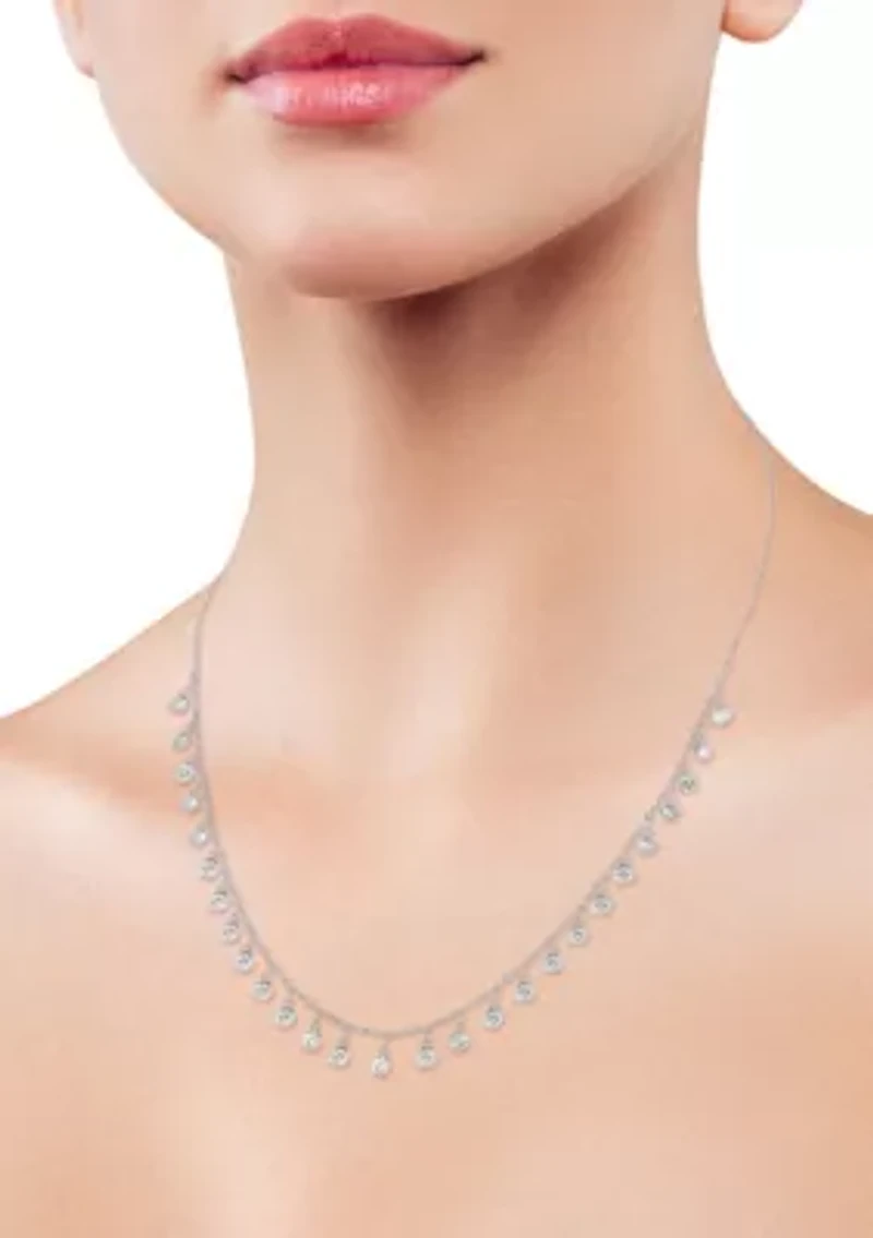 Sterling Silver Cubic Zirconia Bezel Charm Necklace