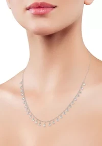 Sterling Silver Cubic Zirconia Bezel Charm Necklace