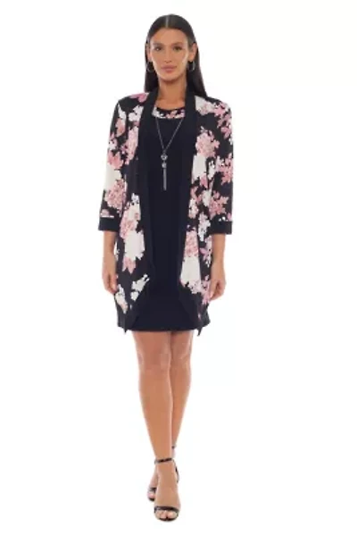 2 Pc Set ITY Puff Print Jacket Dress