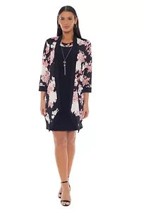 2 Pc Set ITY Puff Print Jacket Dress