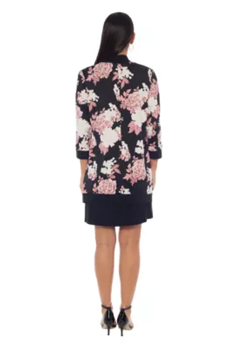 2 Pc Set ITY Puff Print Jacket Dress