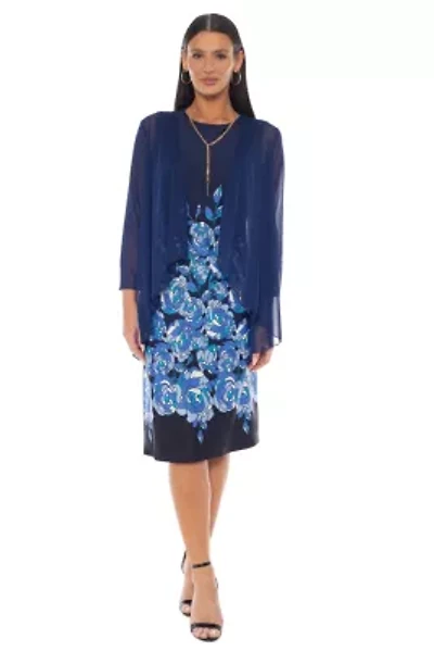 2-Piece Print Scuba Crepe Drs With Jacket
