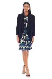 2-Piece Printed ITY Dress With Jacket