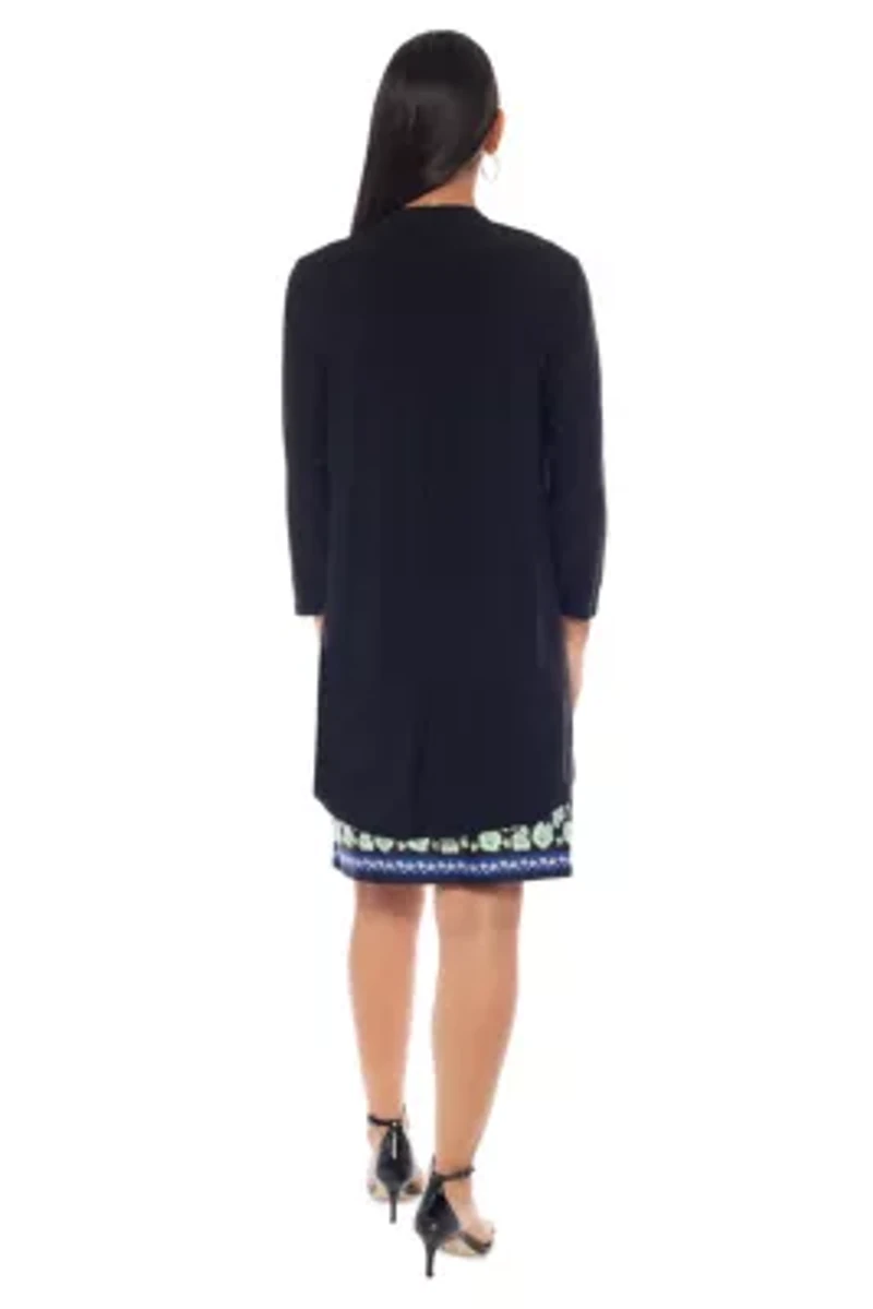 2-Piece Printed ITY Dress With Jacket