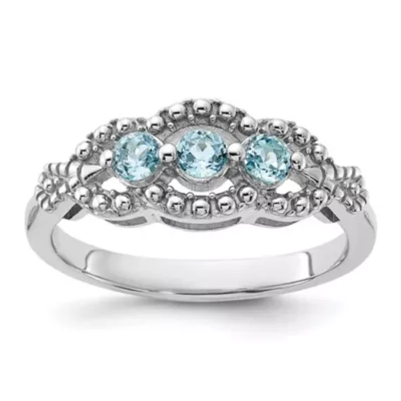 1/2 ct. t.w. Blue Topaz Ring Rhodium-plated Sterling Silver